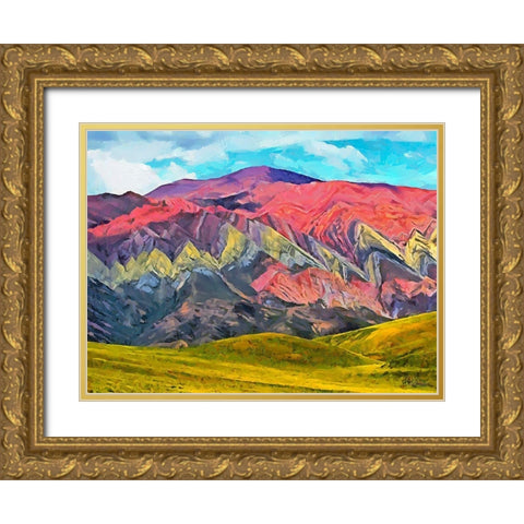 Painted Mountains IV Gold Ornate Wood Framed Art Print with Double Matting by Medeiros, Celito