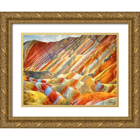 Painted Mountains V Gold Ornate Wood Framed Art Print with Double Matting by Medeiros, Celito