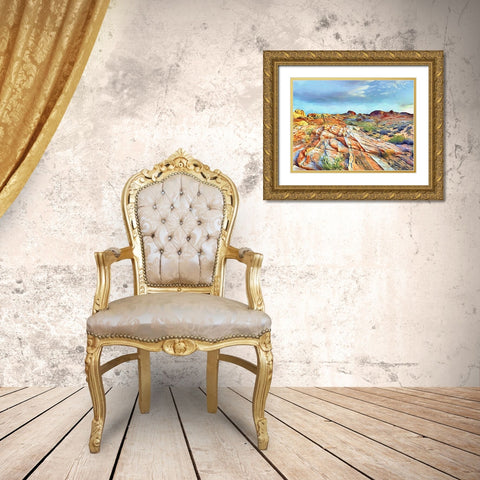 Painted Mountains VI Gold Ornate Wood Framed Art Print with Double Matting by Medeiros, Celito