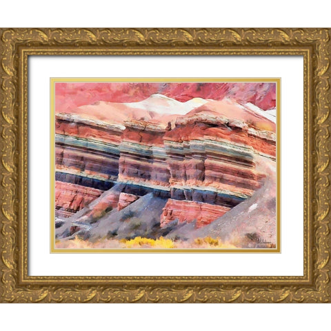 Painted Mountains VIII Gold Ornate Wood Framed Art Print with Double Matting by Medeiros, Celito