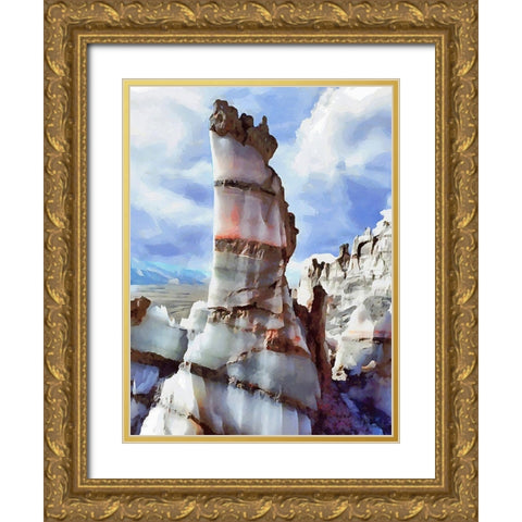 Painted Mountains X Gold Ornate Wood Framed Art Print with Double Matting by Medeiros, Celito