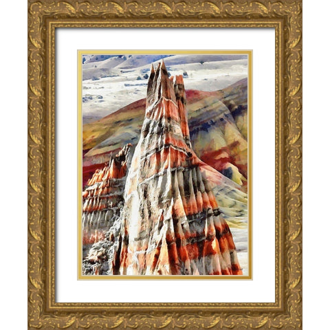 Painted Mountains XII Gold Ornate Wood Framed Art Print with Double Matting by Medeiros, Celito