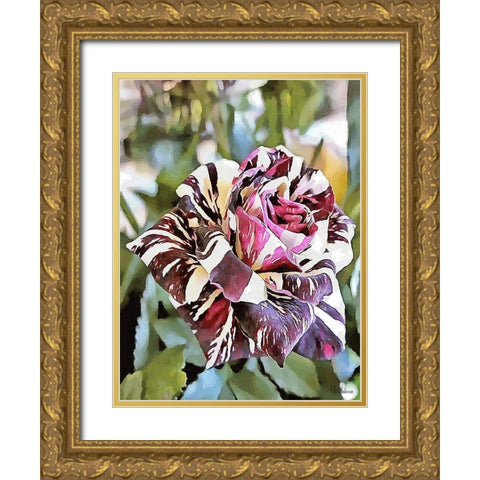 Tulip in White and Purple Colors Gold Ornate Wood Framed Art Print with Double Matting by Medeiros, Celito
