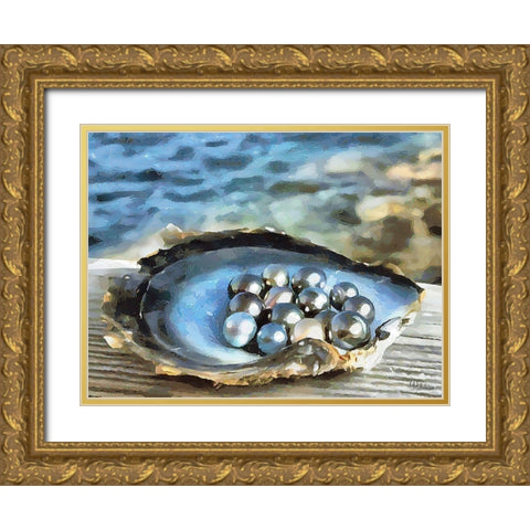 Pearls in Shell Gold Ornate Wood Framed Art Print with Double Matting by Medeiros, Celito