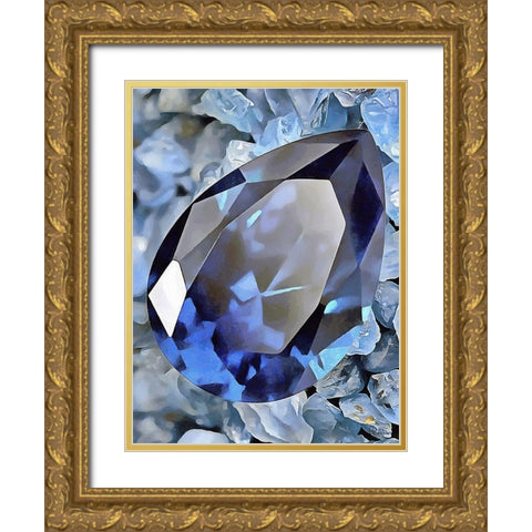 Blue Precious Stone Gold Ornate Wood Framed Art Print with Double Matting by Medeiros, Celito