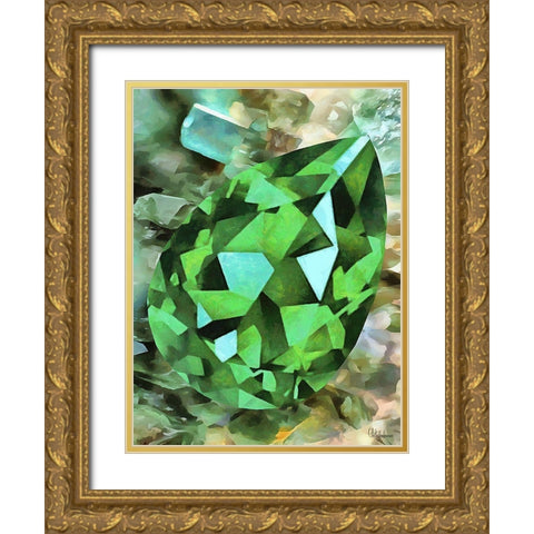 Green Precious Stone Gold Ornate Wood Framed Art Print with Double Matting by Medeiros, Celito