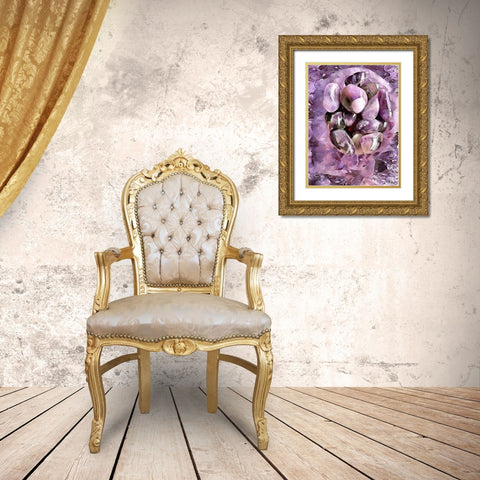 Pink Precious Stone Gold Ornate Wood Framed Art Print with Double Matting by Medeiros, Celito