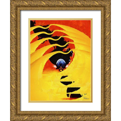 Kandinsky Inspiration X Gold Ornate Wood Framed Art Print with Double Matting by Medeiros, Celito