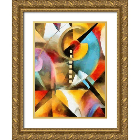 Kandinsky Inspiration XI Gold Ornate Wood Framed Art Print with Double Matting by Medeiros, Celito