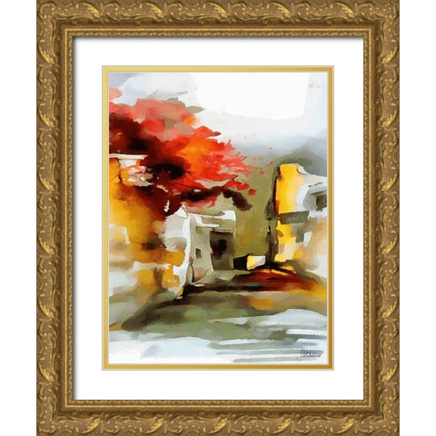 Our Town Gold Ornate Wood Framed Art Print with Double Matting by Medeiros, Celito