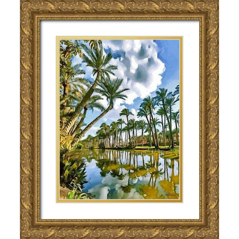 River with Palms Gold Ornate Wood Framed Art Print with Double Matting by Medeiros, Celito