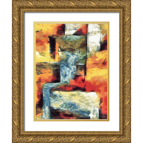Kandinsky Inspiration XXII Gold Ornate Wood Framed Art Print with Double Matting by Medeiros, Celito