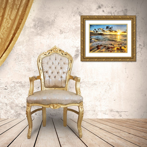 Sunset in Paradise II Gold Ornate Wood Framed Art Print with Double Matting by Medeiros, Celito