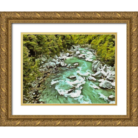 River in Forest I Gold Ornate Wood Framed Art Print with Double Matting by Medeiros, Celito