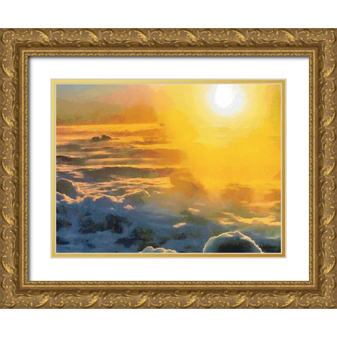 Sunrise Gold Ornate Wood Framed Art Print with Double Matting by Medeiros, Celito