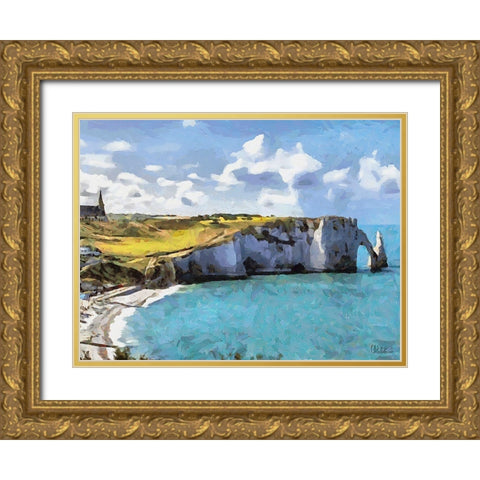White Cliffs Gold Ornate Wood Framed Art Print with Double Matting by Medeiros, Celito