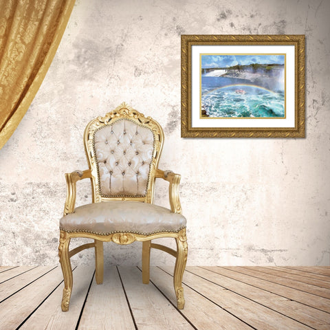 Niagara Falls II Gold Ornate Wood Framed Art Print with Double Matting by Medeiros, Celito