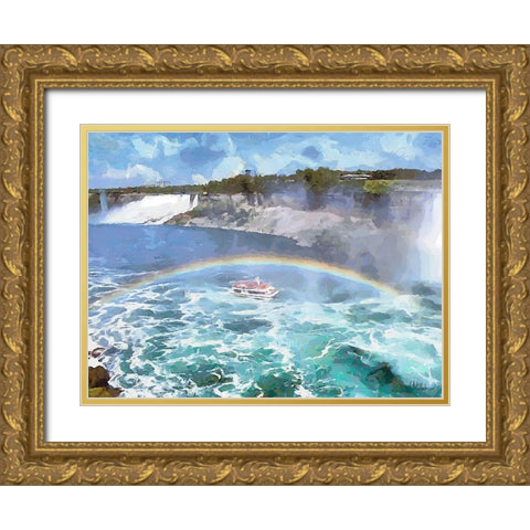 Niagara Falls II Gold Ornate Wood Framed Art Print with Double Matting by Medeiros, Celito