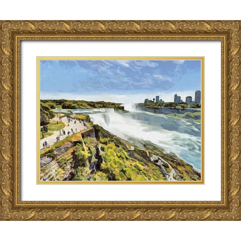 Niagara Falls III Gold Ornate Wood Framed Art Print with Double Matting by Medeiros, Celito