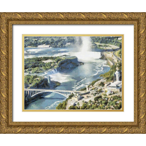 Niagara Falls XI Gold Ornate Wood Framed Art Print with Double Matting by Medeiros, Celito