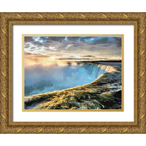 Niagara Falls XII Gold Ornate Wood Framed Art Print with Double Matting by Medeiros, Celito