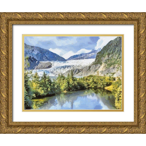 Glacier Gold Ornate Wood Framed Art Print with Double Matting by Medeiros, Celito