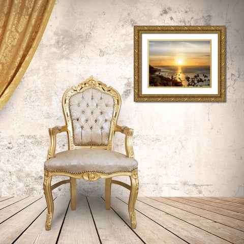 Sunset above the Lake Ontario Gold Ornate Wood Framed Art Print with Double Matting by Medeiros, Celito