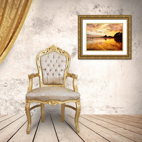 Sunset above the Lake Gold Ornate Wood Framed Art Print with Double Matting by Medeiros, Celito
