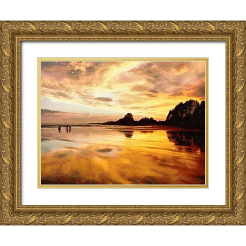 Sunset above the Lake Gold Ornate Wood Framed Art Print with Double Matting by Medeiros, Celito