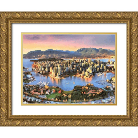 Memories of Vancouver II Gold Ornate Wood Framed Art Print with Double Matting by Medeiros, Celito