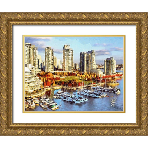 Memories of Vancouver V Gold Ornate Wood Framed Art Print with Double Matting by Medeiros, Celito