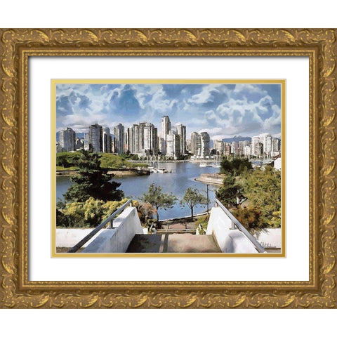 Memories of Vancouver VII Gold Ornate Wood Framed Art Print with Double Matting by Medeiros, Celito