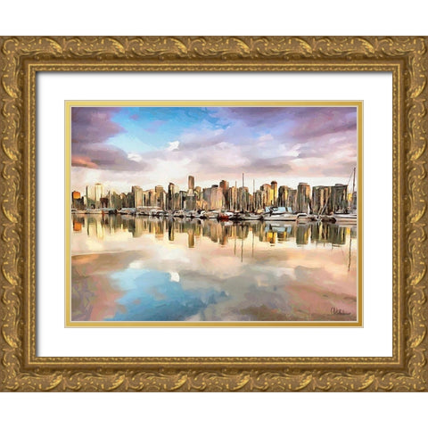 Memories of Vancouver X Gold Ornate Wood Framed Art Print with Double Matting by Medeiros, Celito