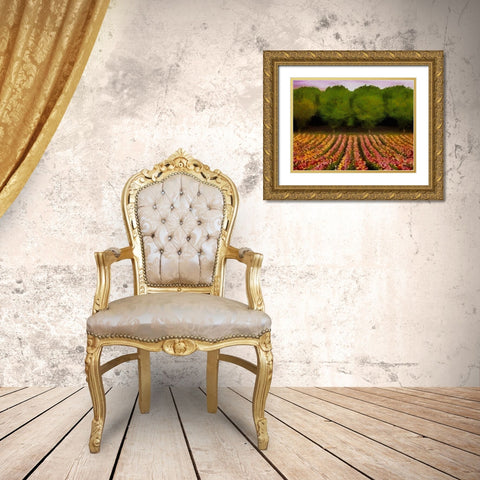 Flower Field II Gold Ornate Wood Framed Art Print with Double Matting by Medeiros, Celito