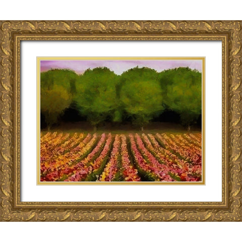 Flower Field II Gold Ornate Wood Framed Art Print with Double Matting by Medeiros, Celito