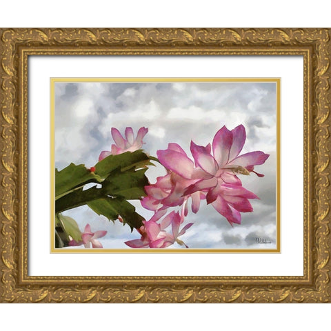 Cactus Flower II Gold Ornate Wood Framed Art Print with Double Matting by Medeiros, Celito