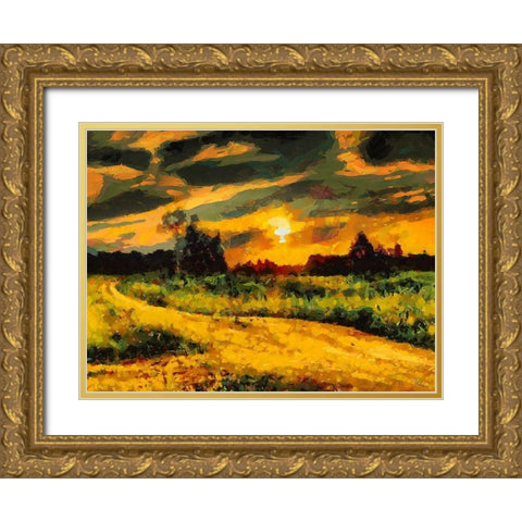 Sunset Behind the Trees II Gold Ornate Wood Framed Art Print with Double Matting by Medeiros, Celito