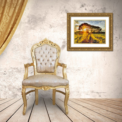 Nice Sunset Gold Ornate Wood Framed Art Print with Double Matting by Medeiros, Celito