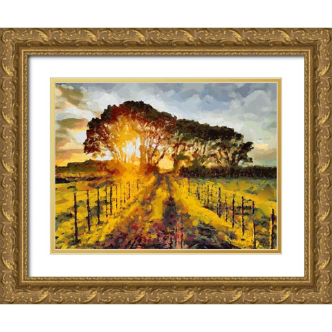 Nice Sunset Gold Ornate Wood Framed Art Print with Double Matting by Medeiros, Celito