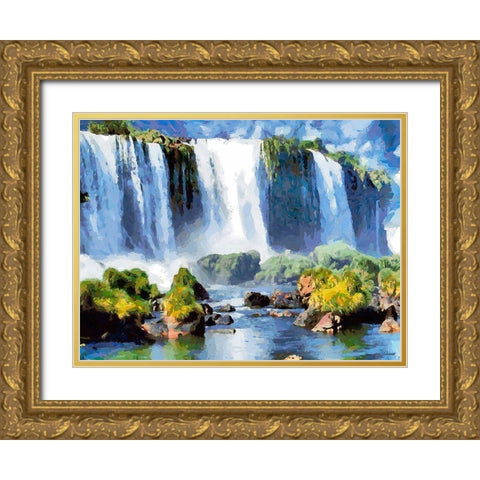 Iguazu Waterfalls II Gold Ornate Wood Framed Art Print with Double Matting by Medeiros, Celito