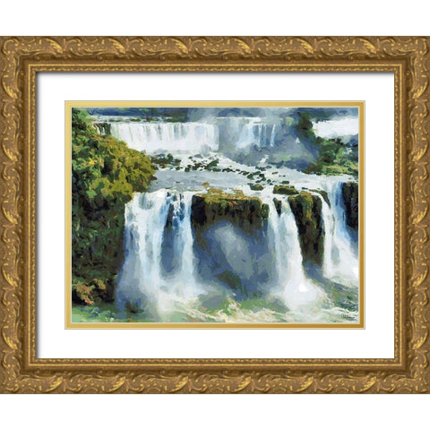 Iguazu Waterfalls IV Gold Ornate Wood Framed Art Print with Double Matting by Medeiros, Celito