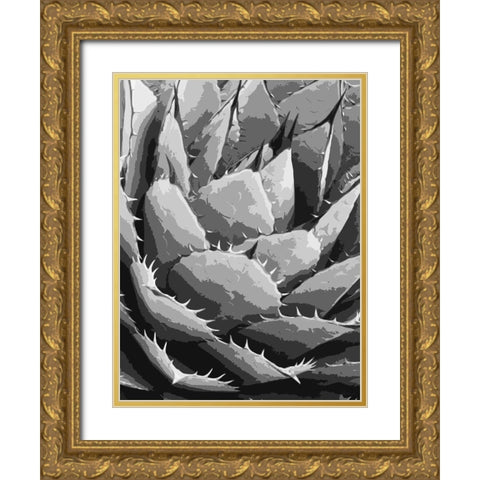 Leaves BW5 Gold Ornate Wood Framed Art Print with Double Matting by Medeiros, Celito