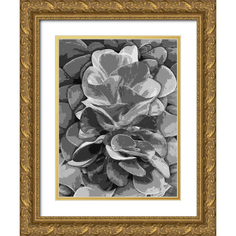 Leaves BW6 Gold Ornate Wood Framed Art Print with Double Matting by Medeiros, Celito