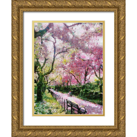 Path in the Park  Gold Ornate Wood Framed Art Print with Double Matting by Medeiros, Celito