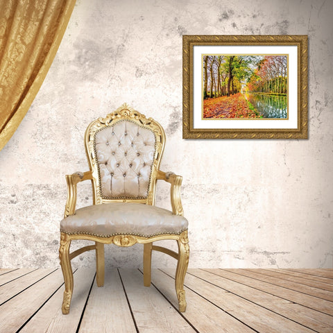 Path by the River Gold Ornate Wood Framed Art Print with Double Matting by Medeiros, Celito