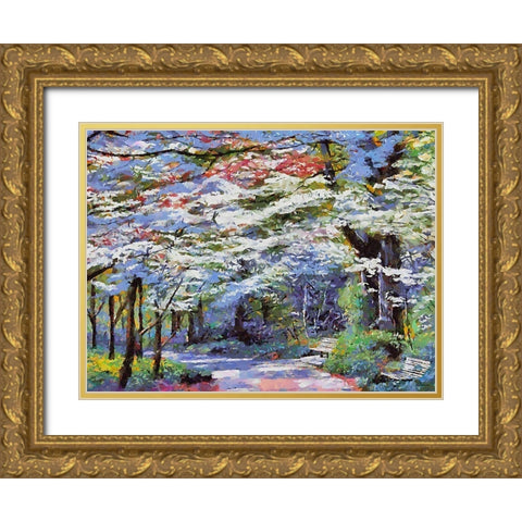 Path in the Park Gold Ornate Wood Framed Art Print with Double Matting by Medeiros, Celito