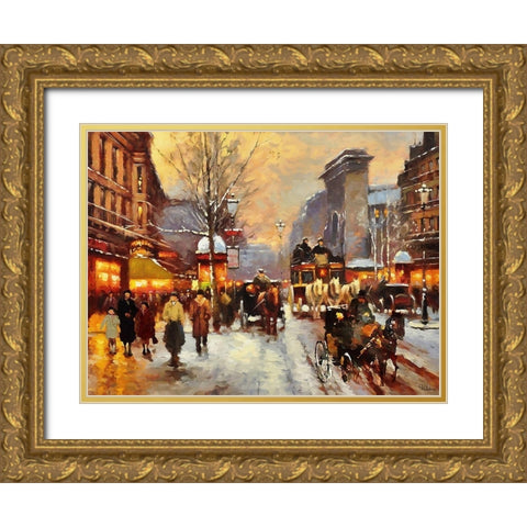 Romantic Paris VII Gold Ornate Wood Framed Art Print with Double Matting by Medeiros, Celito