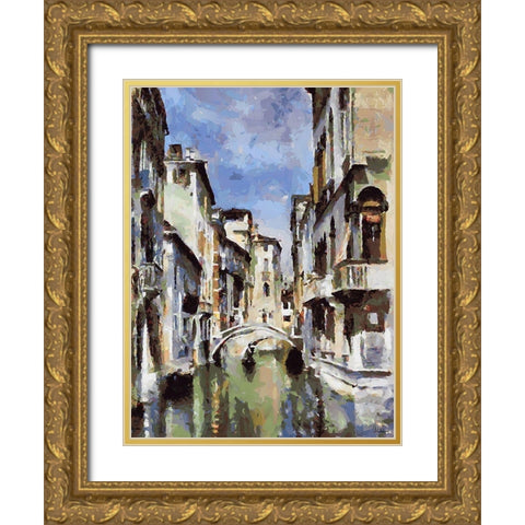 Venice in white Colours Gold Ornate Wood Framed Art Print with Double Matting by Medeiros, Celito
