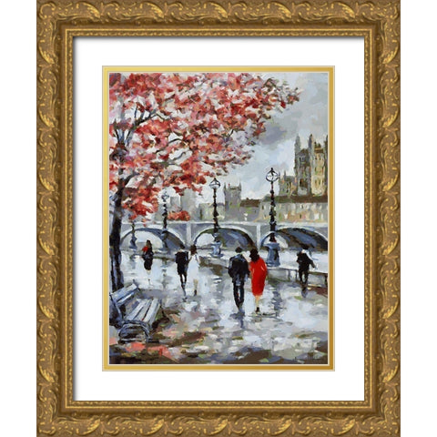 Couple in Black and Red Gold Ornate Wood Framed Art Print with Double Matting by Medeiros, Celito