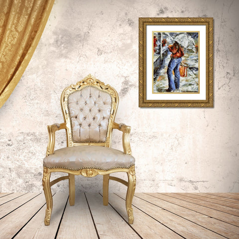 Young Fasshion II Gold Ornate Wood Framed Art Print with Double Matting by Medeiros, Celito